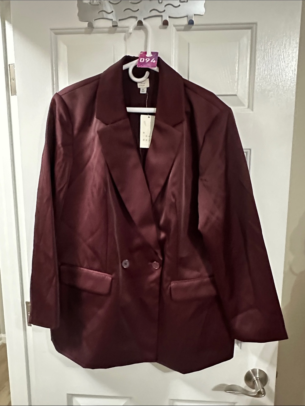 a new day Burgundy Double-Breasted Blazer